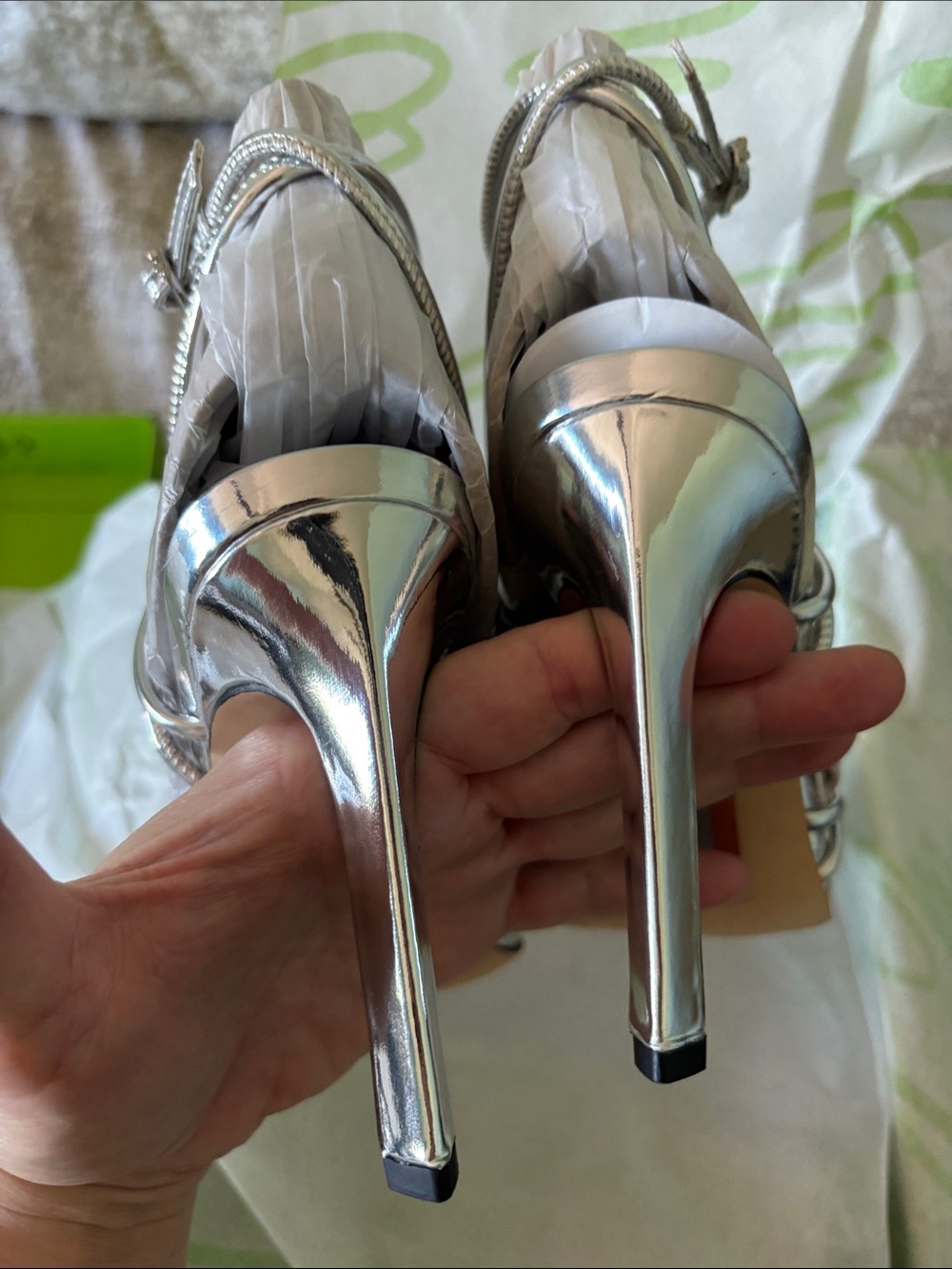 2/$100 SAM EDELMAN NIB Silver Isadora Ankle Strap Sandal, Metallic Heels - Picture 13 of 17
